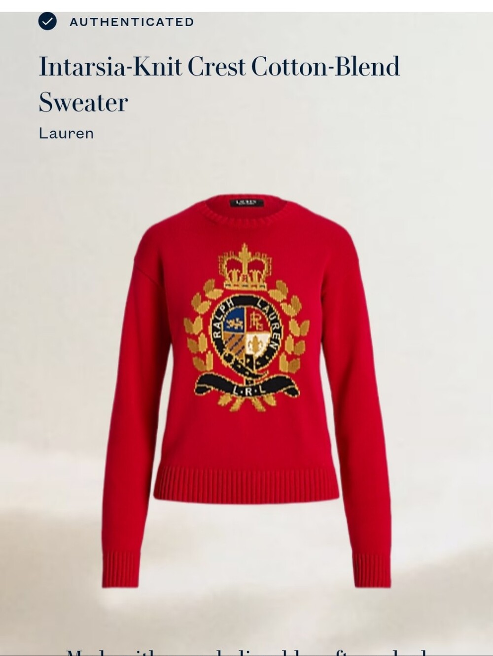 Authentic Lauren Ralph Lauren Crewneck Logo Pull On Sweater Size Large - Picture 6 of 13